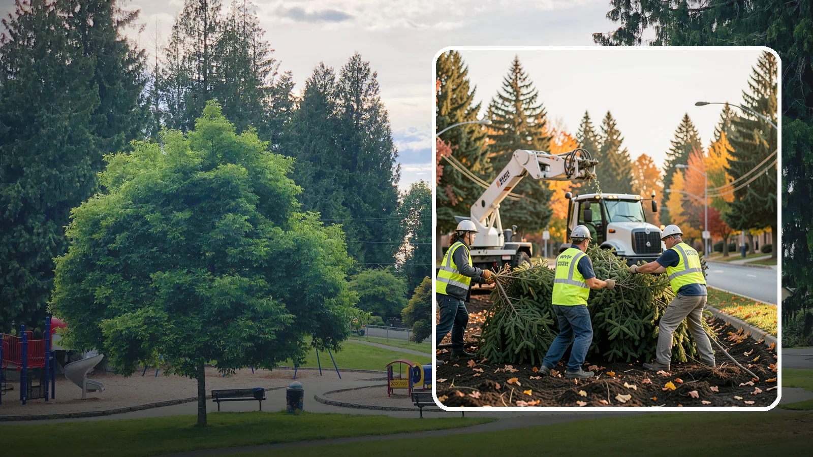 Holiday Tree Recycling in Bonney Lake, Pierce County, WA - Post-holiday collection and recycling of Christmas trees into mulch or compost.