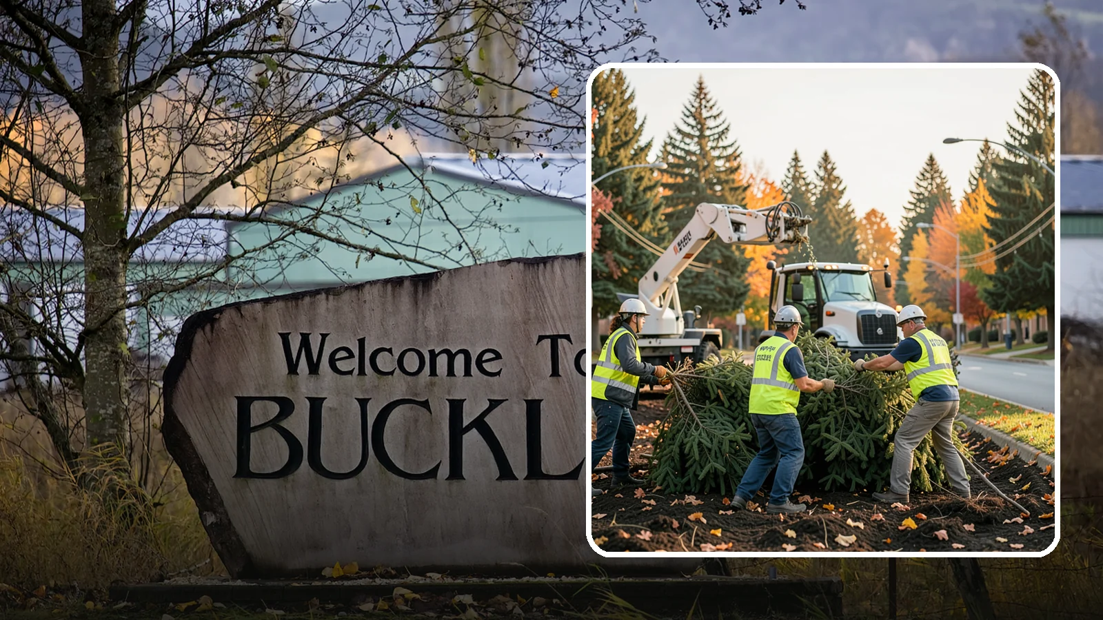 Holiday Tree Recycling in Buckley, Pierce County, WA - Post-holiday collection and recycling of Christmas trees into mulch or compost.