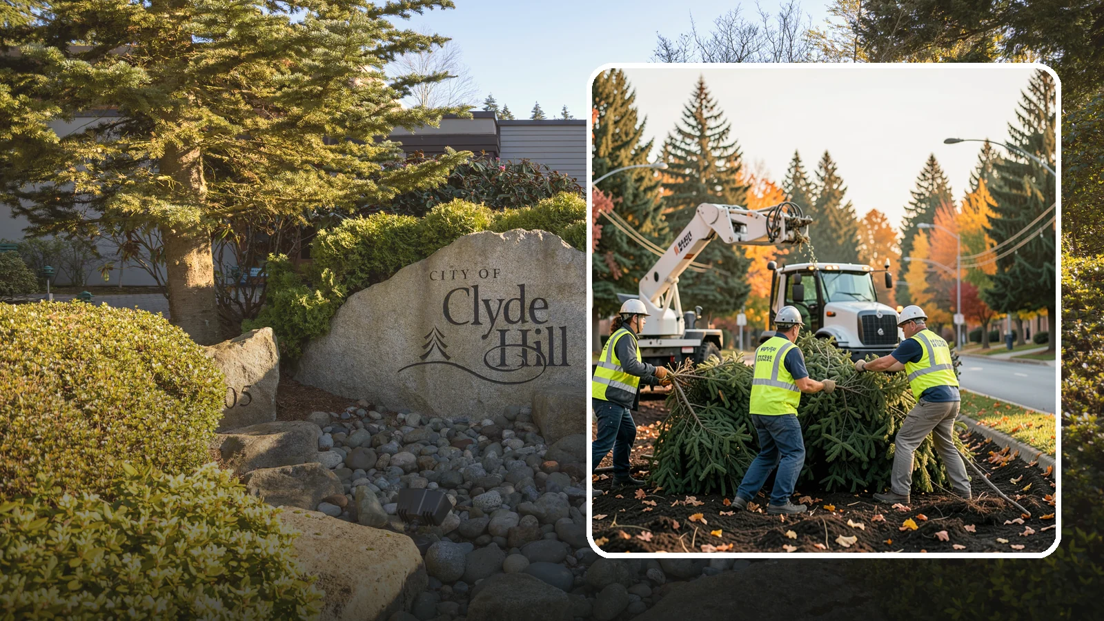Holiday Tree Recycling in Clyde Hill, King County, WA - Post-holiday collection and recycling of Christmas trees into mulch or compost.