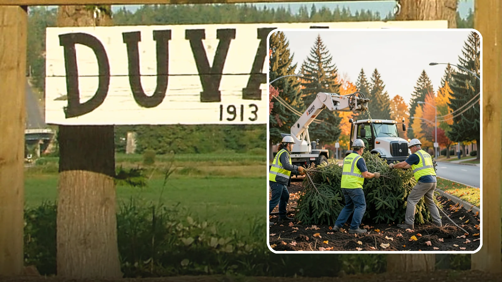 Holiday Tree Recycling in Duvall, King County, WA - Post-holiday collection and recycling of Christmas trees into mulch or compost.