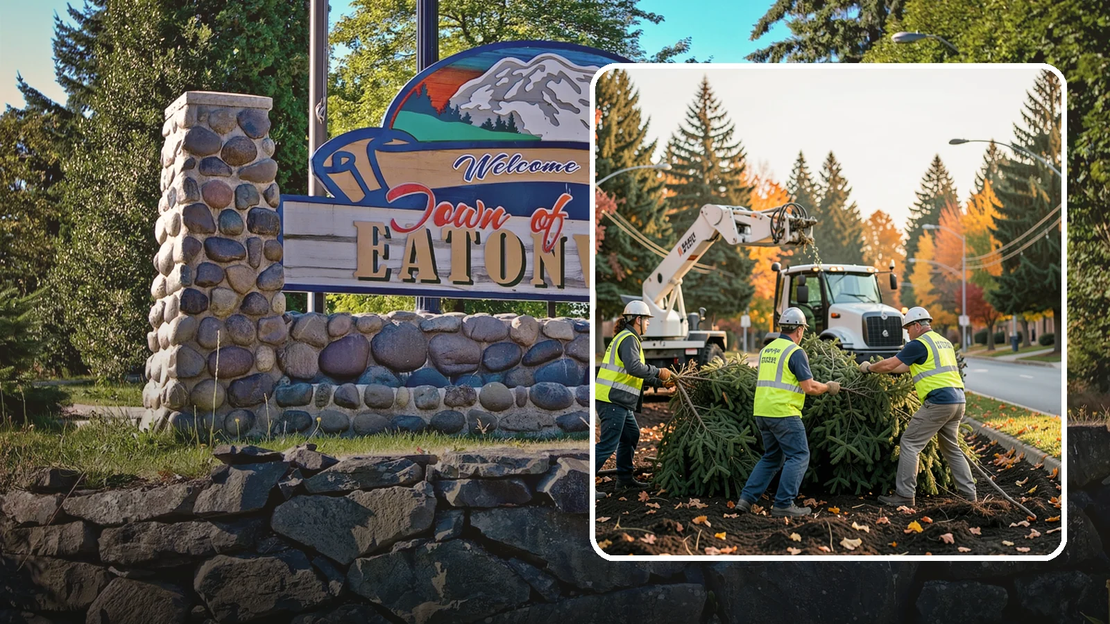 Holiday Tree Recycling in Eatonville, Pierce County, WA - Post-holiday collection and recycling of Christmas trees into mulch or compost.
