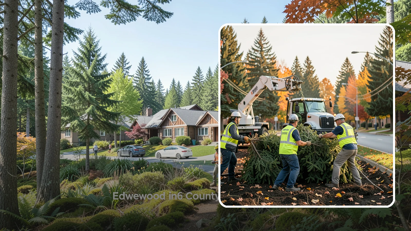 Holiday Tree Recycling in Edgewood, Pierce County, WA - Post-holiday collection and recycling of Christmas trees into mulch or compost.