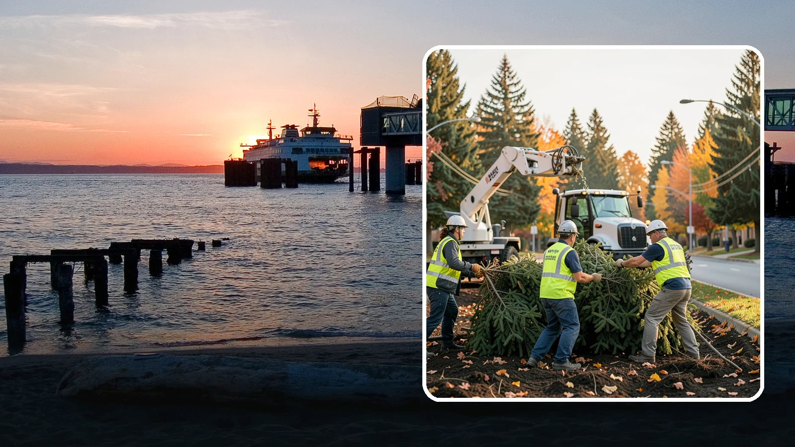 Holiday Tree Recycling in Edmonds, Snohomish County, WA - Post-holiday collection and recycling of Christmas trees into mulch or compost.
