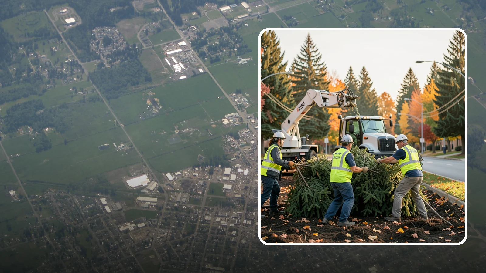 Holiday Tree Recycling in Enumclaw, King County, WA - Post-holiday collection and recycling of Christmas trees into mulch or compost.