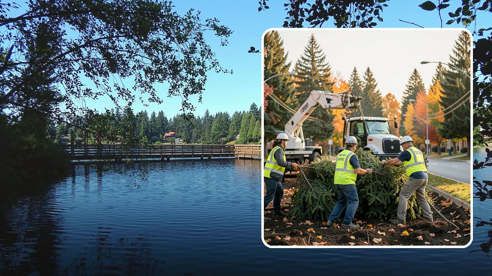 Holiday Tree Recycling in Federal Way, King County, WA - Post-holiday collection and recycling of Christmas trees into mulch or compost.