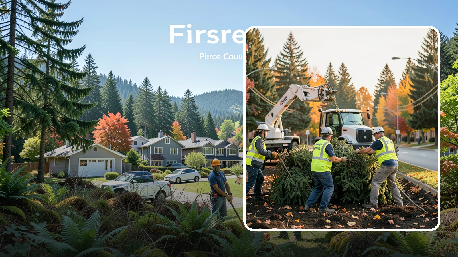 Holiday Tree Recycling in Fircrest, Pierce County, WA - Post-holiday collection and recycling of Christmas trees into mulch or compost.