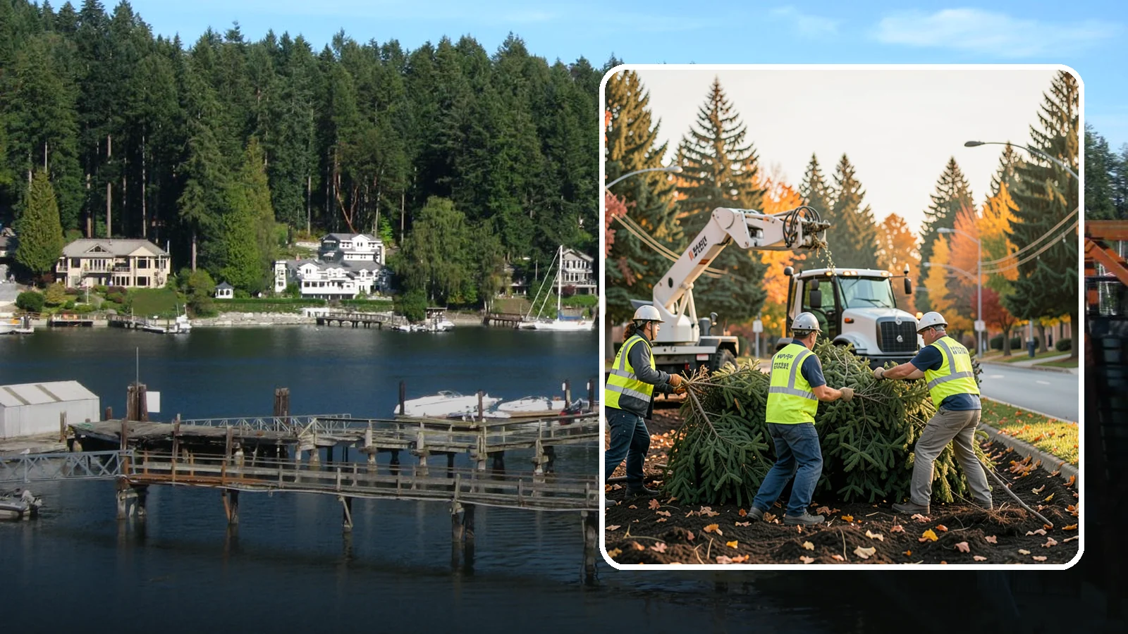 Holiday Tree Recycling in Gig Harbor, Pierce County, WA - Post-holiday collection and recycling of Christmas trees into mulch or compost.