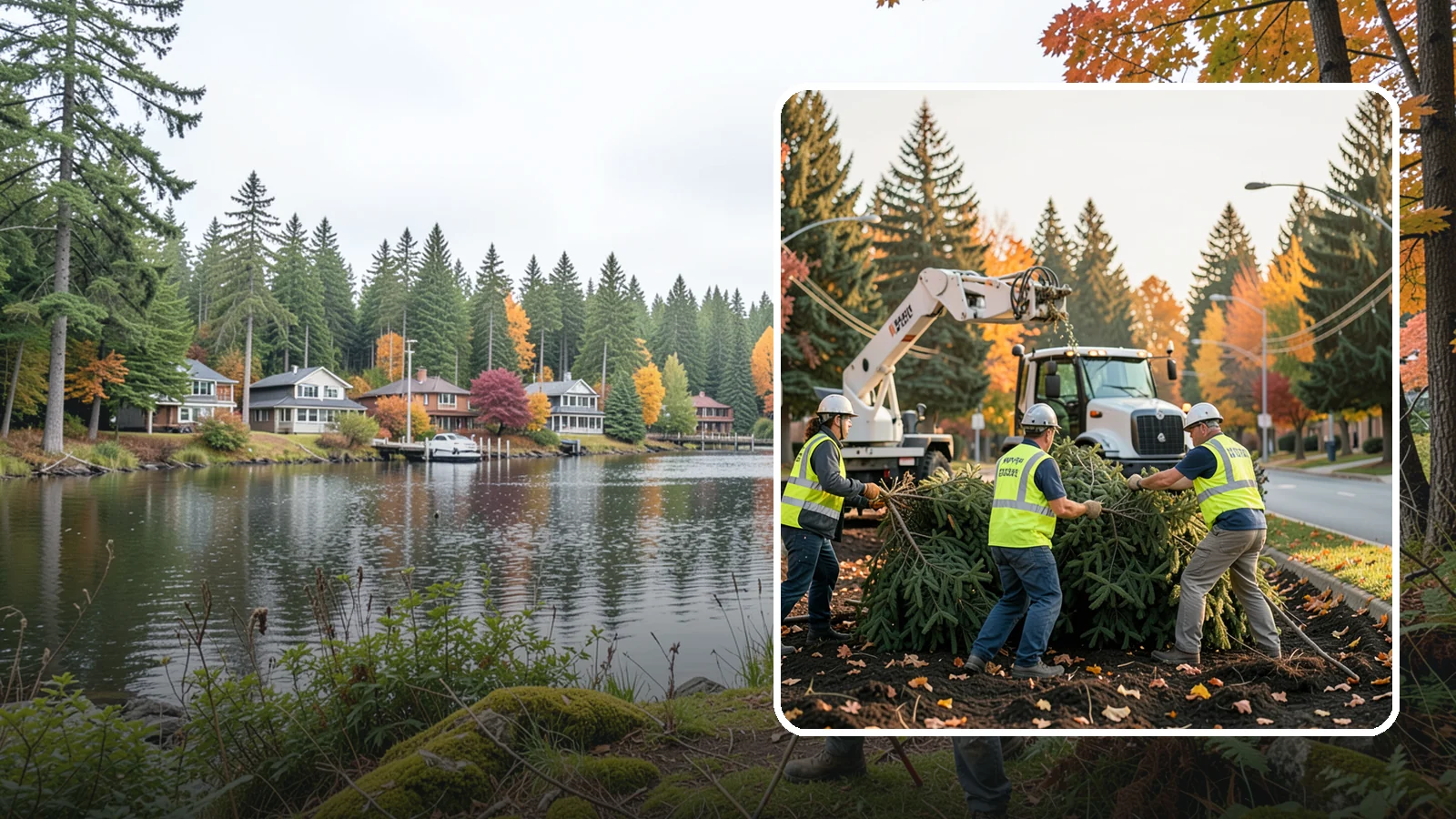 Holiday Tree Recycling in La Conner, Skagit County, WA - Post-holiday collection and recycling of Christmas trees into mulch or compost.