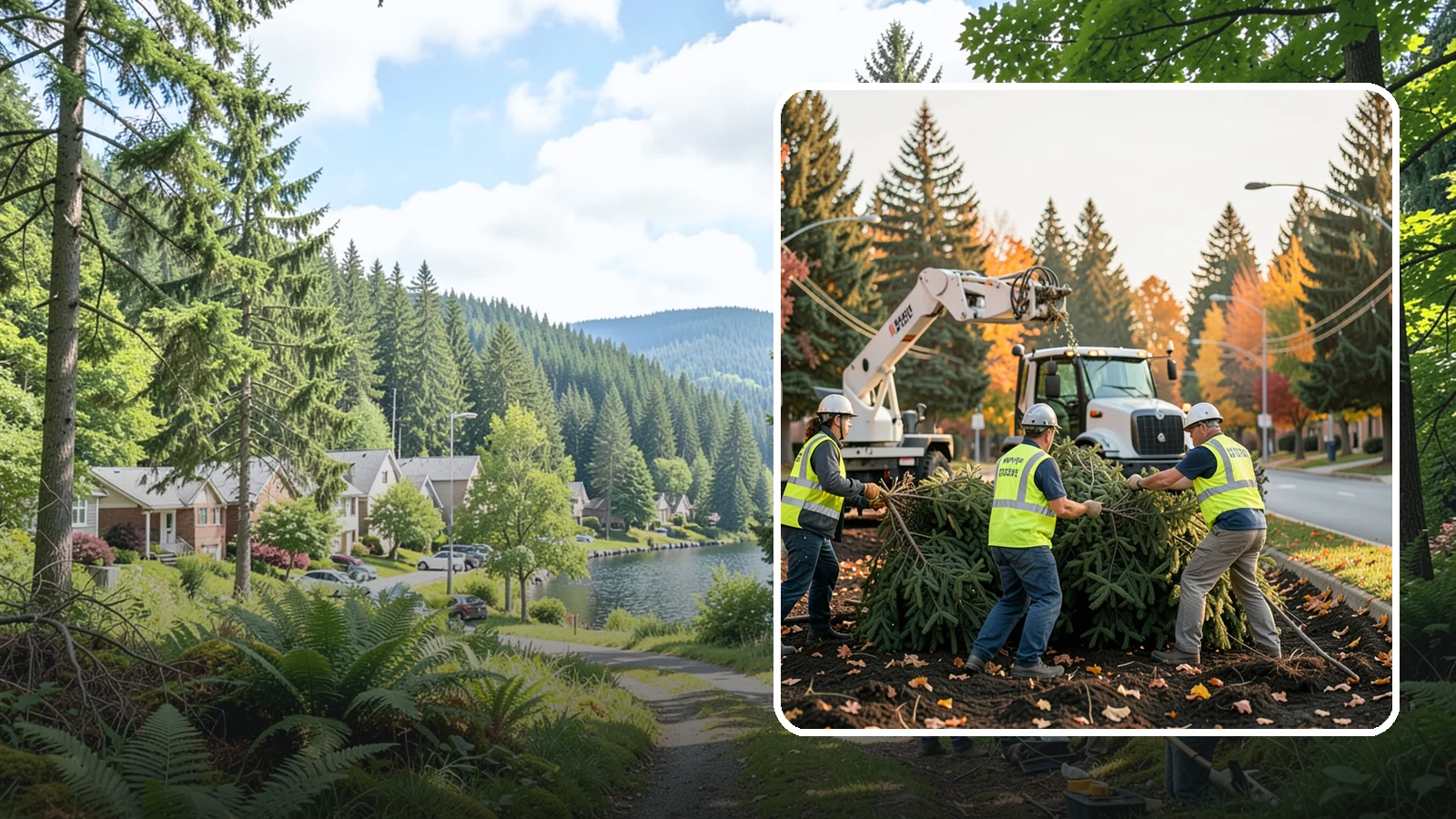 Holiday Tree Recycling in Lake Forest Park, King County, WA - Post-holiday collection and recycling of Christmas trees into mulch or compost.