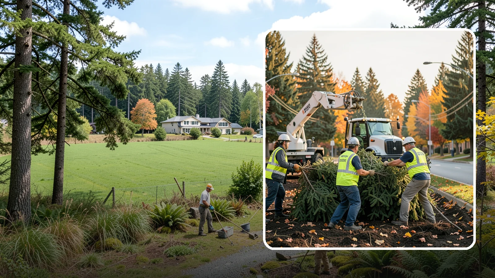 Holiday Tree Recycling in Lyman, Skagit County, WA - Post-holiday collection and recycling of Christmas trees into mulch or compost.