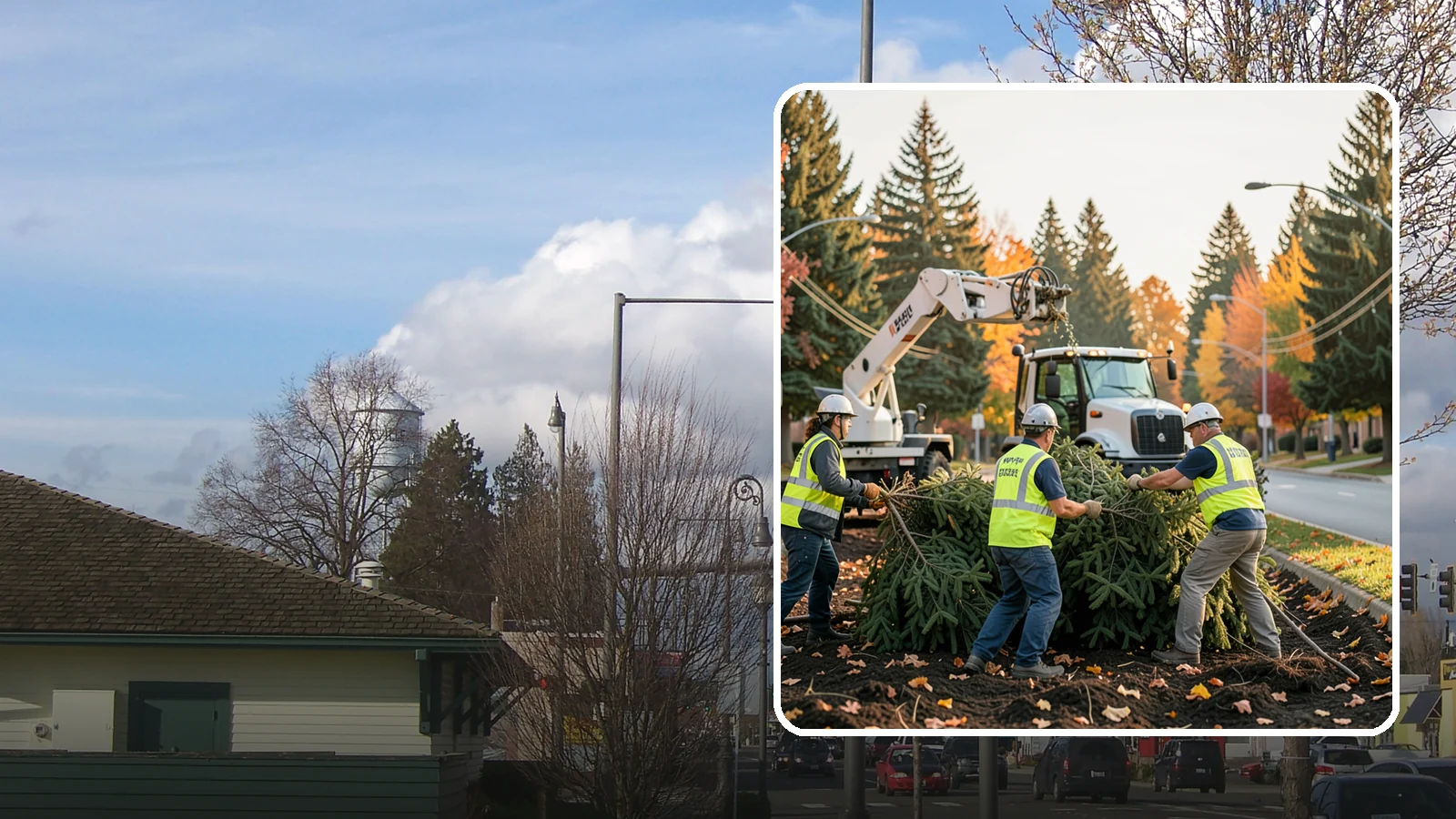 Holiday Tree Recycling in Marysville, Snohomish County, WA - Post-holiday collection and recycling of Christmas trees into mulch or compost.
