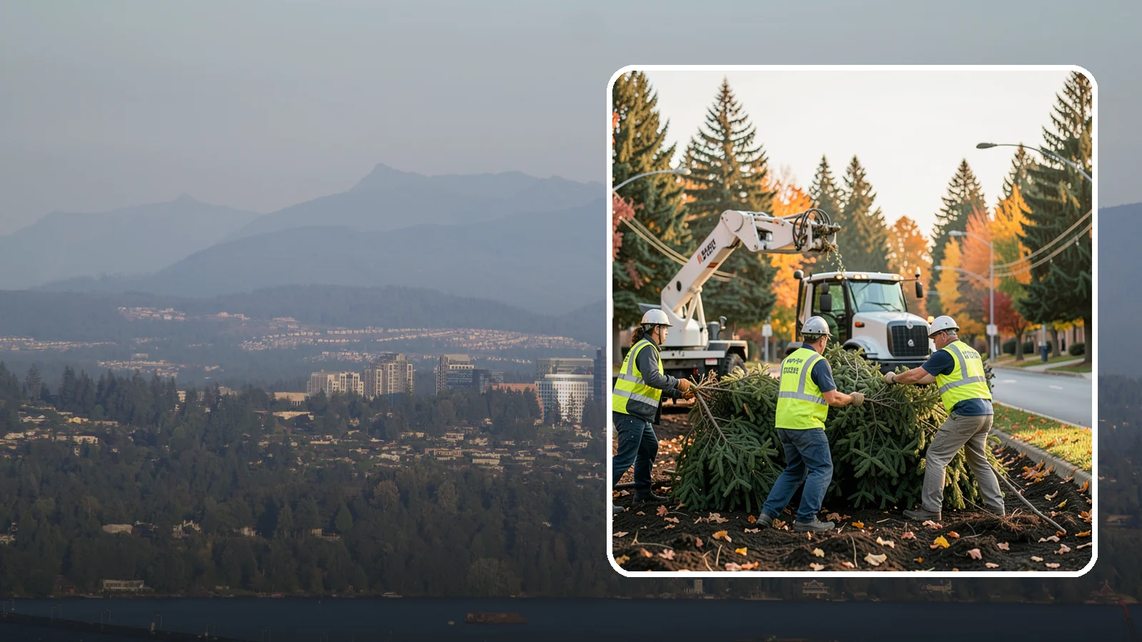 Holiday Tree Recycling in Medina, King County, WA - Post-holiday collection and recycling of Christmas trees into mulch or compost.