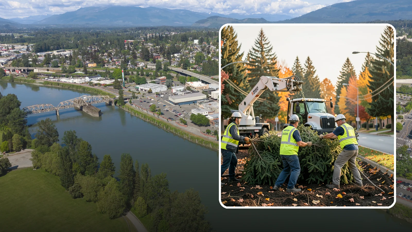 Holiday Tree Recycling in Mount Vernon, Skagit County, WA - Post-holiday collection and recycling of Christmas trees into mulch or compost.