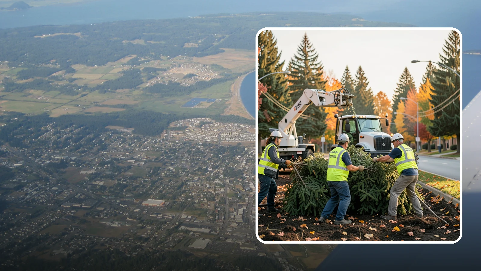 Holiday Tree Recycling in Oak Harbor, Island County, WA - Post-holiday collection and recycling of Christmas trees into mulch or compost.
