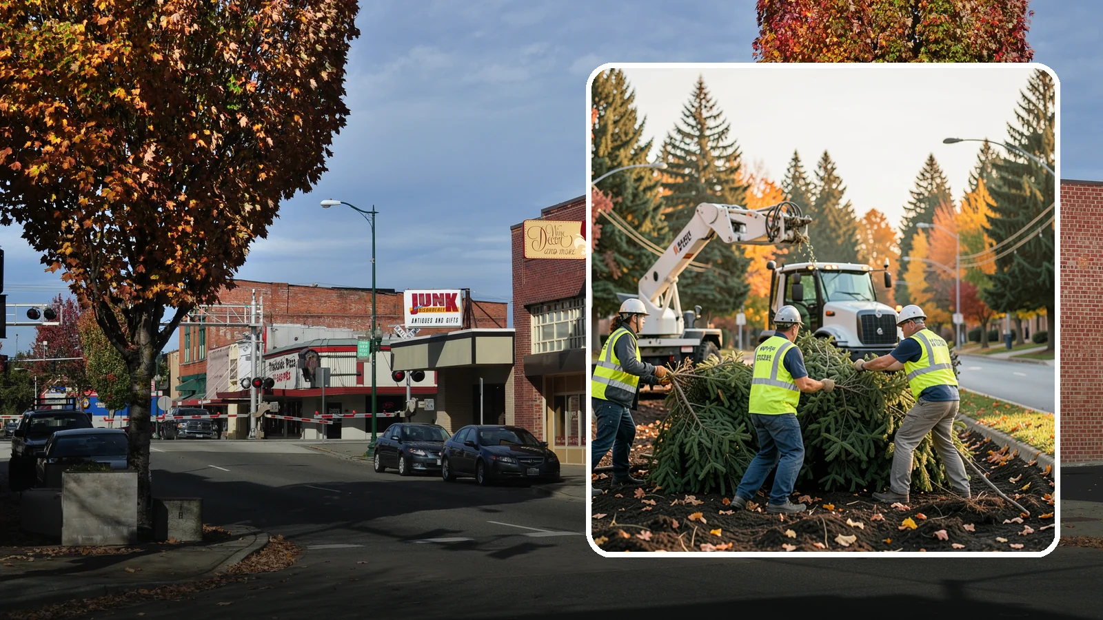 Holiday Tree Recycling in Puyallup, Pierce County, WA - Post-holiday collection and recycling of Christmas trees into mulch or compost.
