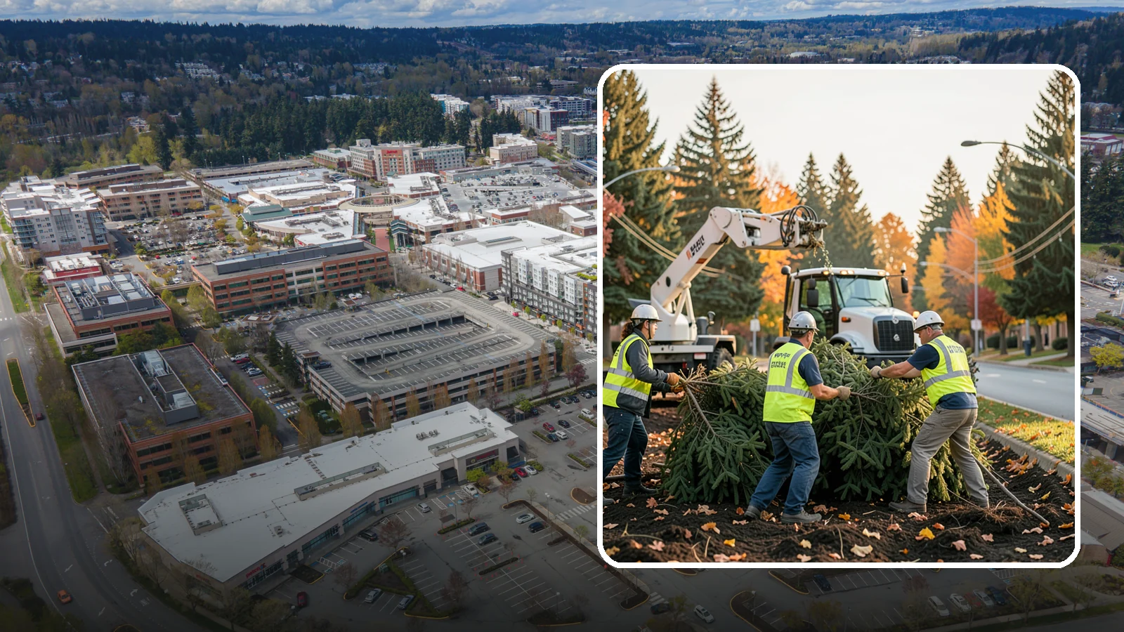 Holiday Tree Recycling in Redmond, King County, WA - Post-holiday collection and recycling of Christmas trees into mulch or compost.