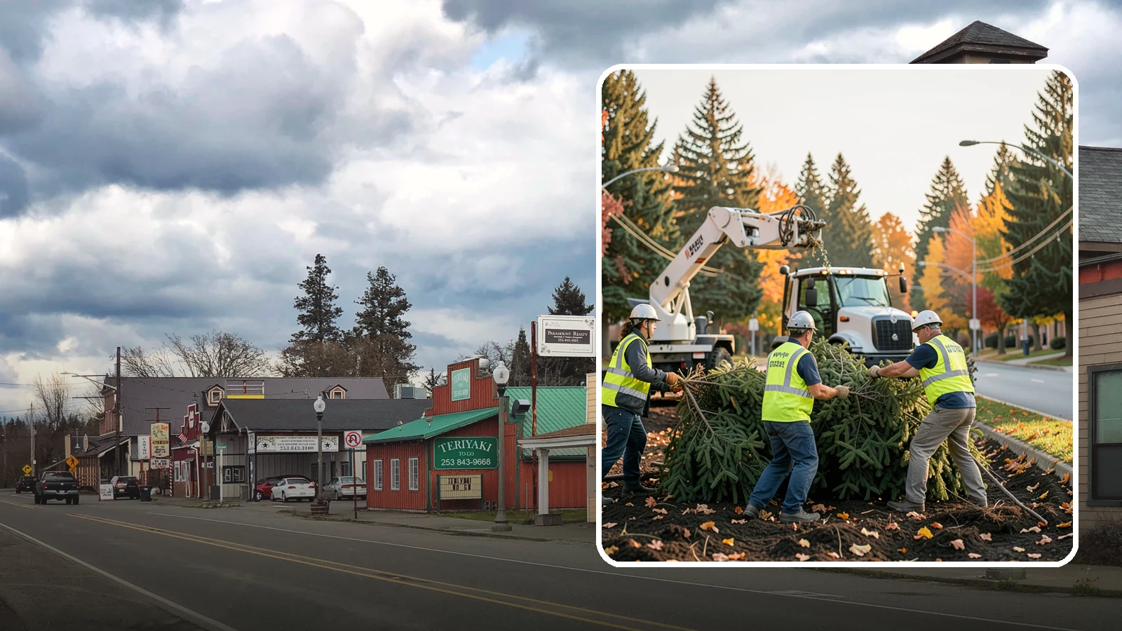Holiday Tree Recycling in Roy, Pierce County, WA - Post-holiday collection and recycling of Christmas trees into mulch or compost.