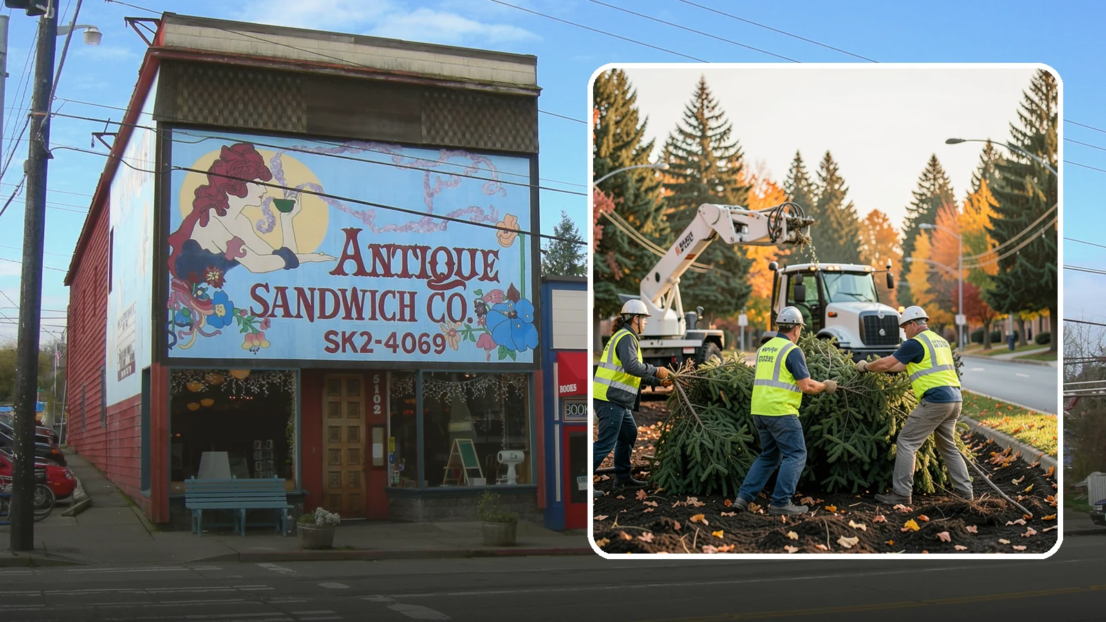 Holiday Tree Recycling in Ruston, Pierce County, WA - Post-holiday collection and recycling of Christmas trees into mulch or compost.