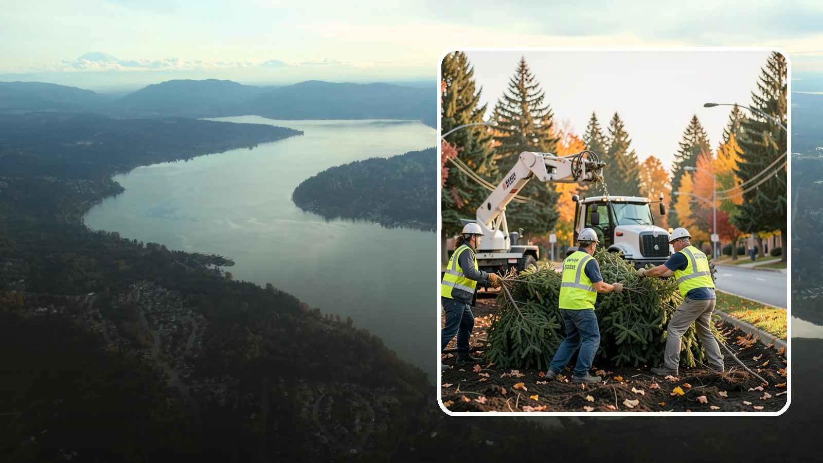 Holiday Tree Recycling in Sammamish, King County, WA - Post-holiday collection and recycling of Christmas trees into mulch or compost.