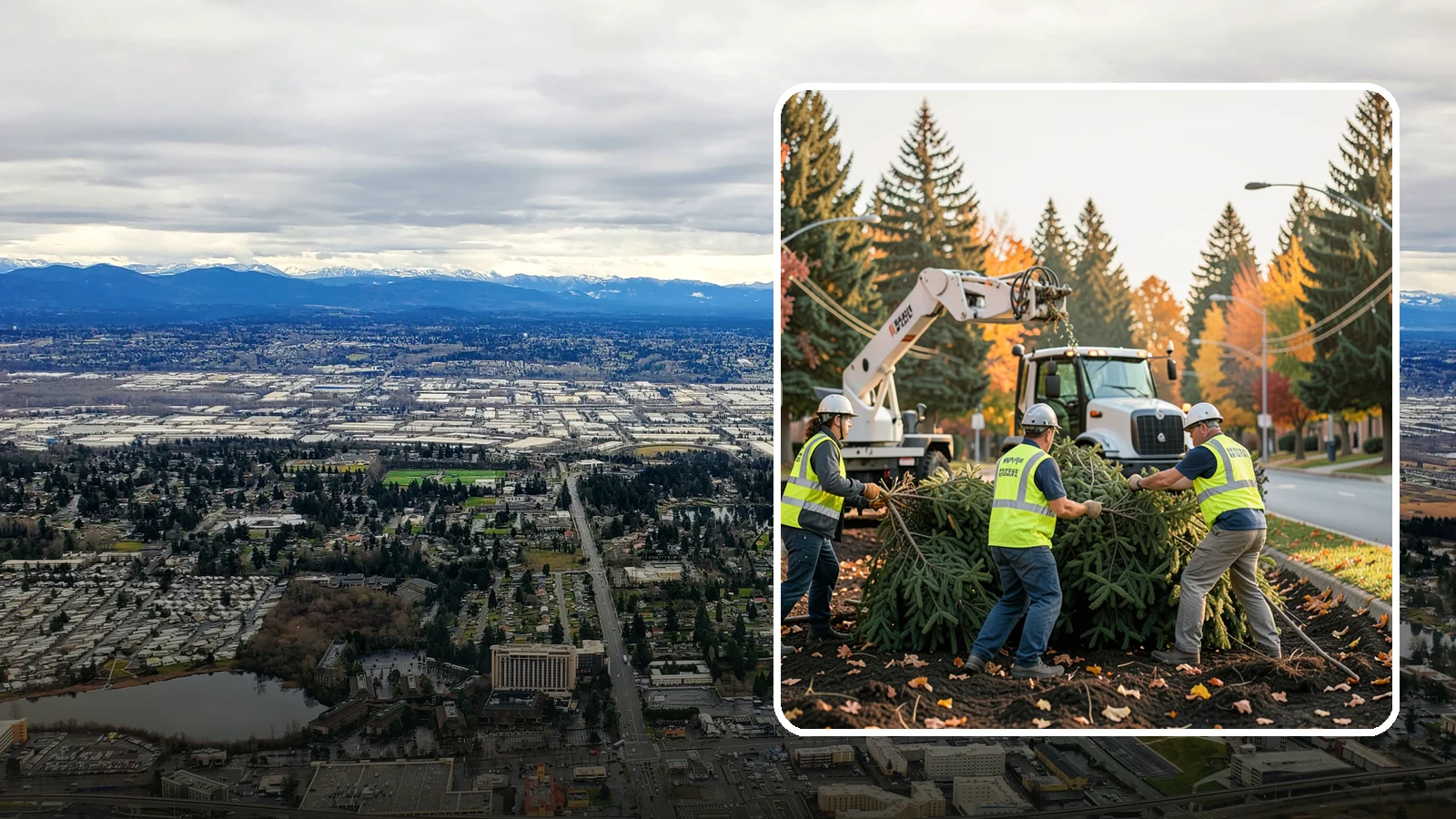Holiday Tree Recycling in SeaTac, King County, WA - Post-holiday collection and recycling of Christmas trees into mulch or compost.