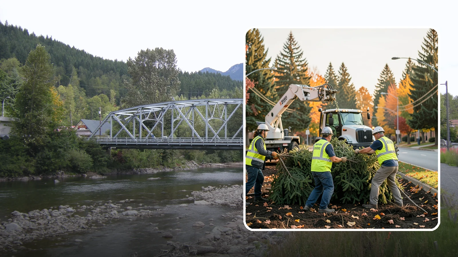 Holiday Tree Recycling in Skykomish, King County, WA - Post-holiday collection and recycling of Christmas trees into mulch or compost.