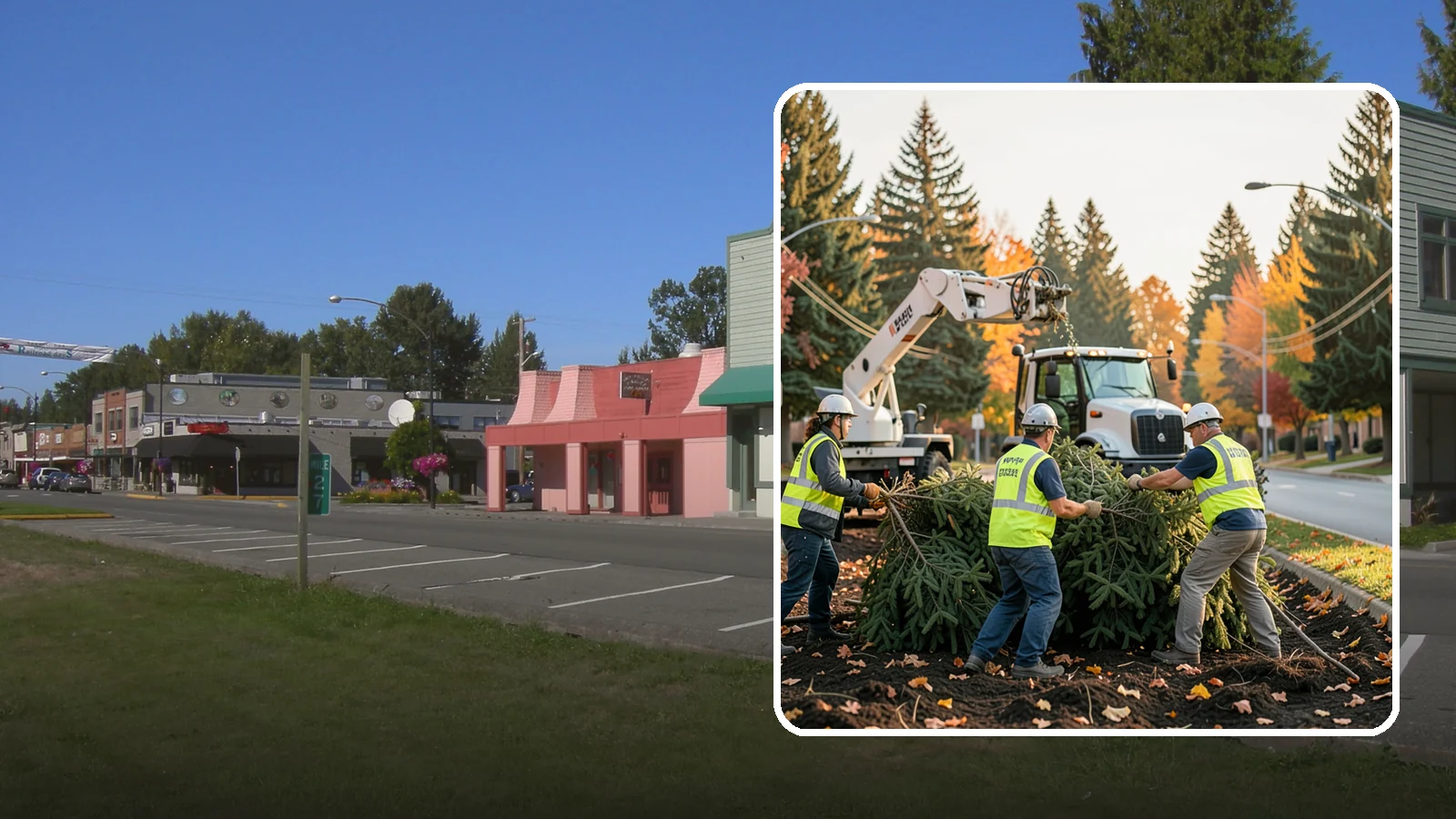 Holiday Tree Recycling in Snoqualmie, King County, WA - Post-holiday collection and recycling of Christmas trees into mulch or compost.