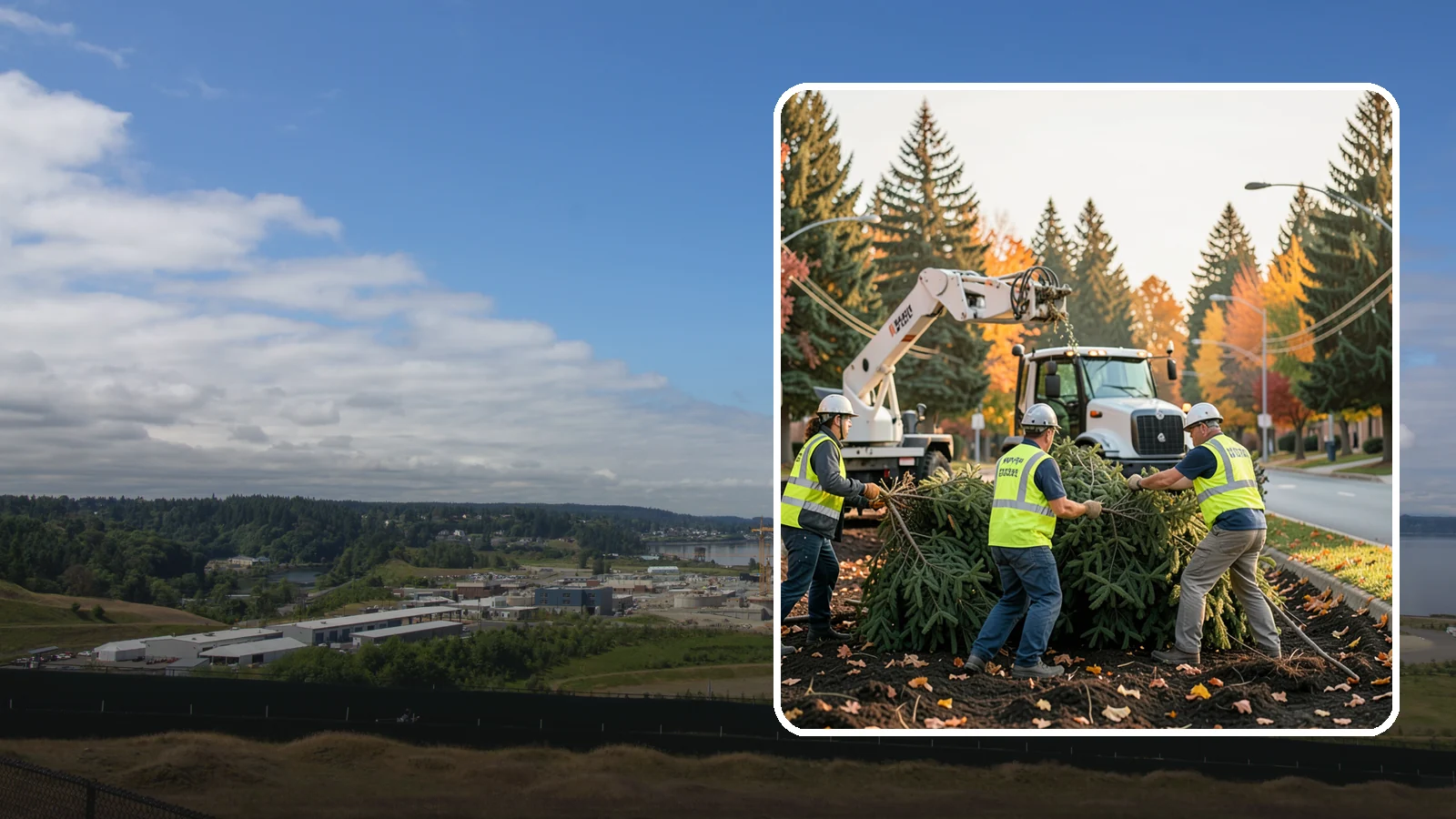 Holiday Tree Recycling in University Place, Pierce County, WA - Post-holiday collection and recycling of Christmas trees into mulch or compost.