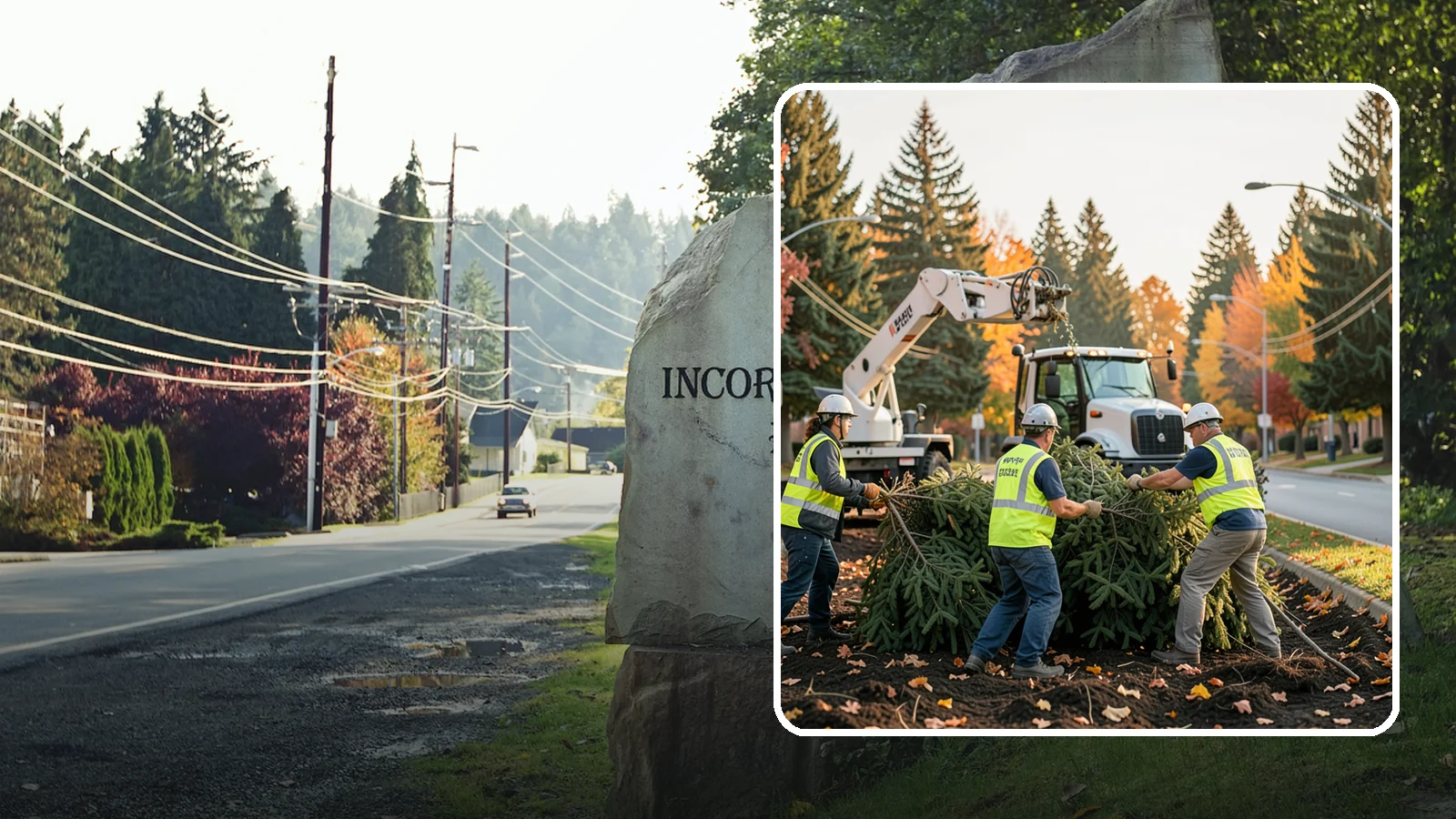 Holiday Tree Recycling in Wilkeson, Pierce County, WA - Post-holiday collection and recycling of Christmas trees into mulch or compost.