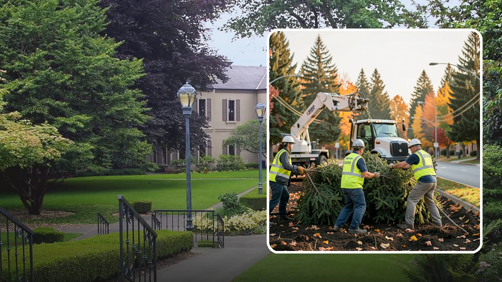 Holiday Tree Recycling in Woodinville, King County, WA - Post-holiday collection and recycling of Christmas trees into mulch or compost.