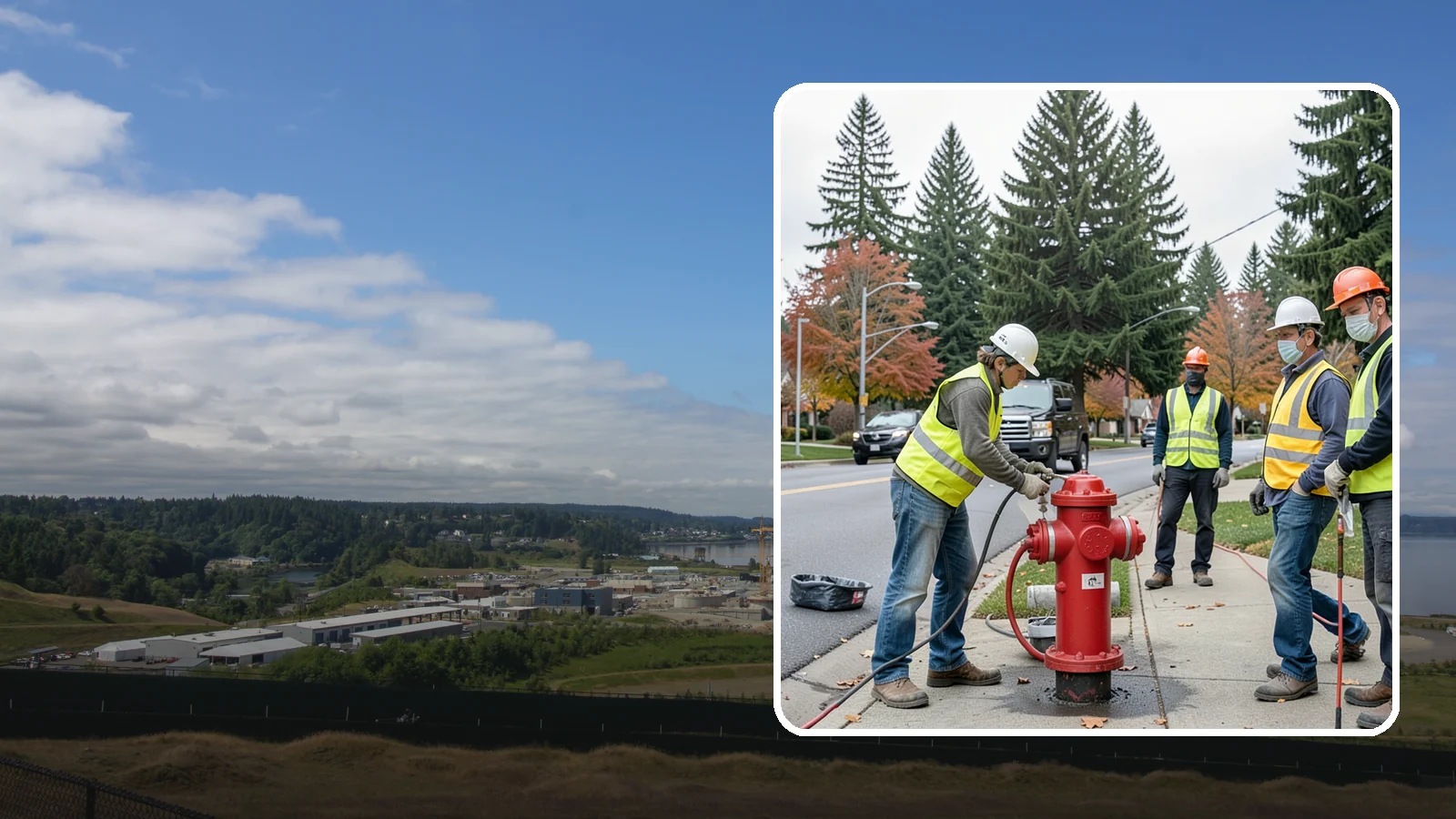 Hydrant Painting in University Place, Pierce County, WA - Cleaning and repainting of fire hydrants for visibility, corrosion protection, and color coding.
