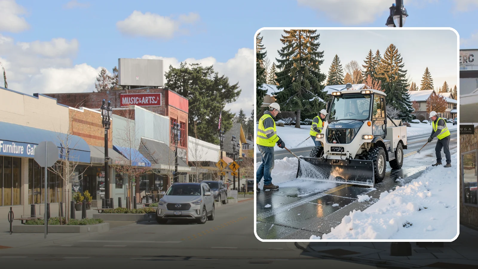 Ice Control in Bothell, King County, WA - Proactive and reactive ice control for roads, lots, and walkways to reduce hazards during freezing conditions.