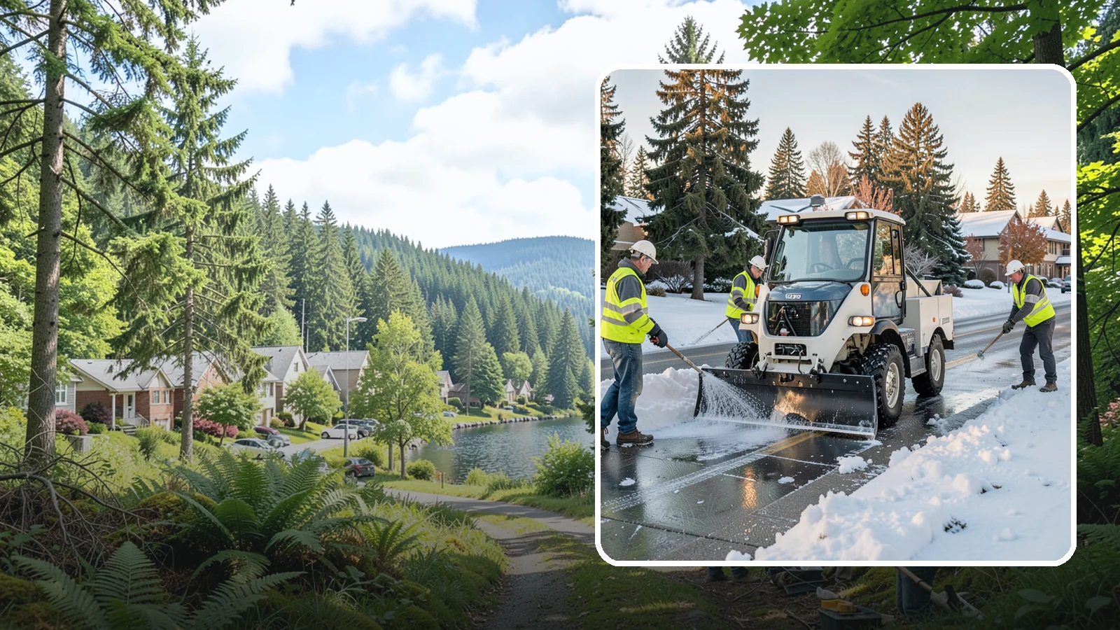 Ice Control in Lake Forest Park, King County, WA - Proactive and reactive ice control for roads, lots, and walkways to reduce hazards during freezing conditions.