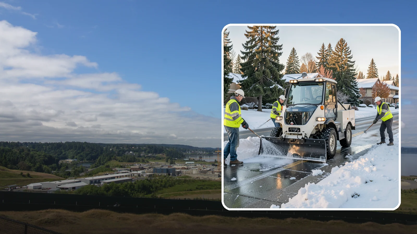 Ice Control in University Place, Pierce County, WA - Proactive and reactive ice control for roads, lots, and walkways to reduce hazards during freezing conditions.