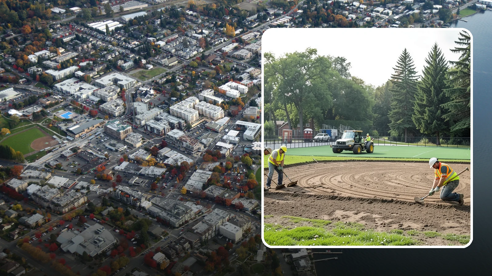 Infield Mix Renovation in Kirkland, King County, WA - Reconditioning of skinned infield surfaces to correct grade, restore drainage, and improve ball response.