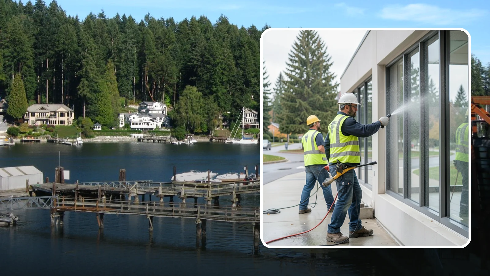 Interior Window Washing in Gig Harbor, Pierce County, WA - Streak-free interior glass keeps lobbies, offices, and partitions bright and professional for the public.