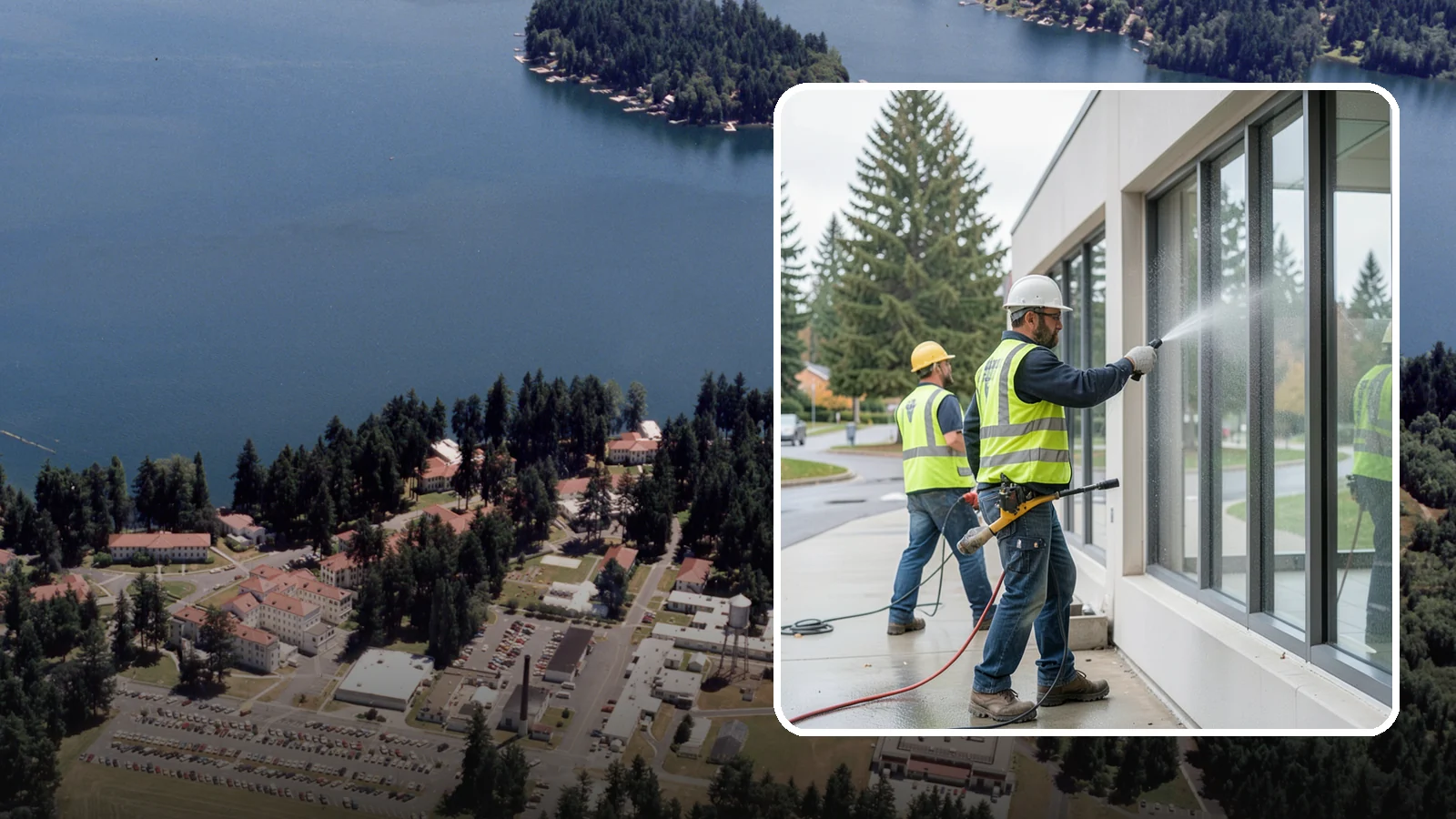 Interior Window Washing in Lakewood, Pierce County, WA - Streak-free interior glass keeps lobbies, offices, and partitions bright and professional for the public.