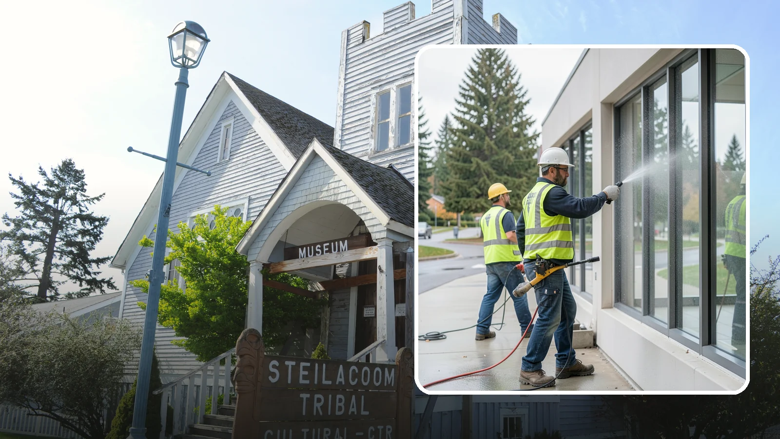 Interior Window Washing in Steilacoom, Pierce County, WA - Streak-free interior glass keeps lobbies, offices, and partitions bright and professional for the public.