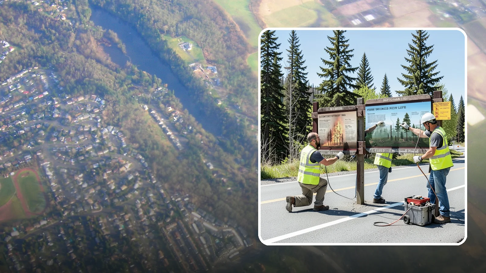 Interpretive Sign Installation in Algona, King County, WA - Installation of interpretive and educational signage on durable panels and frames for parks, trails, and historic sites.