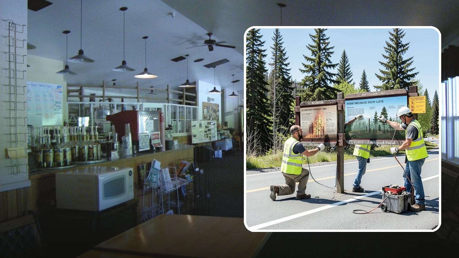 Interpretive Sign Installation in Black Diamond, King County, WA - Installation of interpretive and educational signage on durable panels and frames for parks, trails, and historic sites.