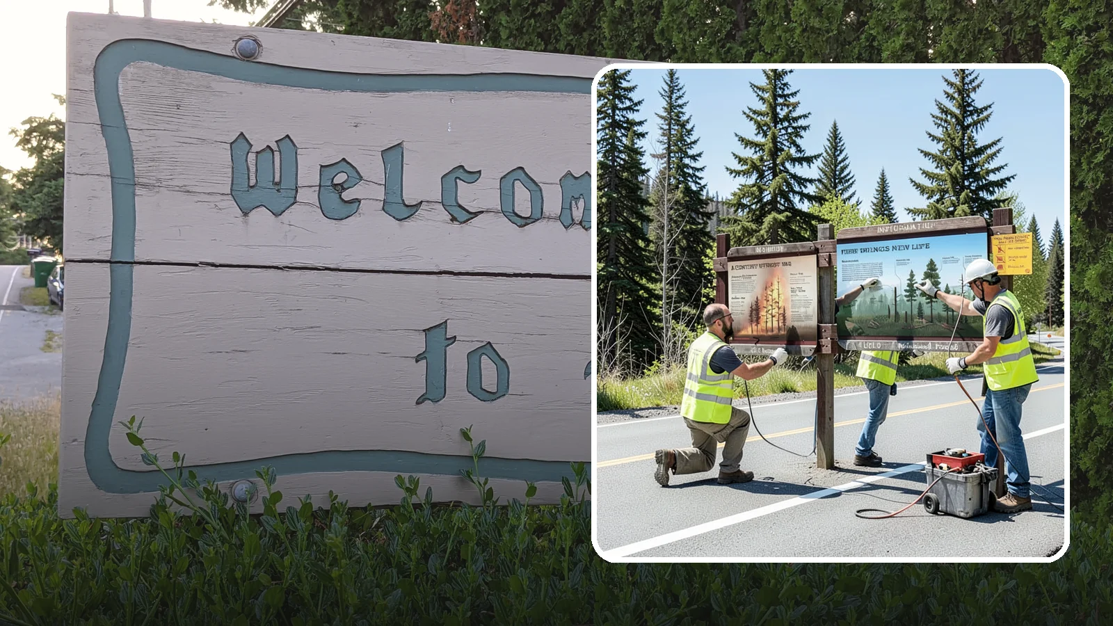 Interpretive Sign Installation in Brier, Snohomish County, WA - Installation of interpretive and educational signage on durable panels and frames for parks, trails, and historic sites.