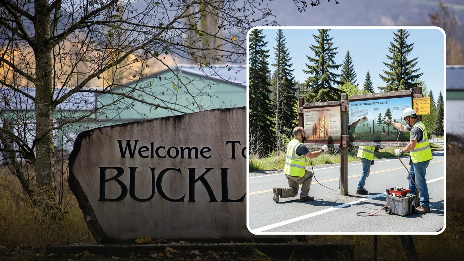 Interpretive Sign Installation in Buckley, Pierce County, WA - Installation of interpretive and educational signage on durable panels and frames for parks, trails, and historic sites.