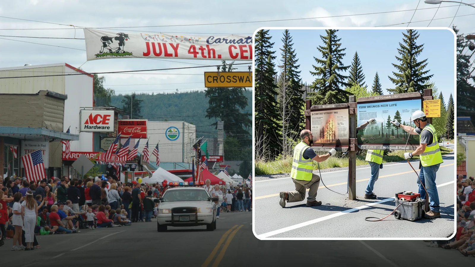 Interpretive Sign Installation in Carnation, King County, WA - Installation of interpretive and educational signage on durable panels and frames for parks, trails, and historic sites.