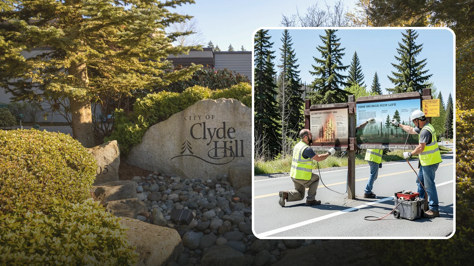 Interpretive Sign Installation in Clyde Hill, King County, WA - Installation of interpretive and educational signage on durable panels and frames for parks, trails, and historic sites.