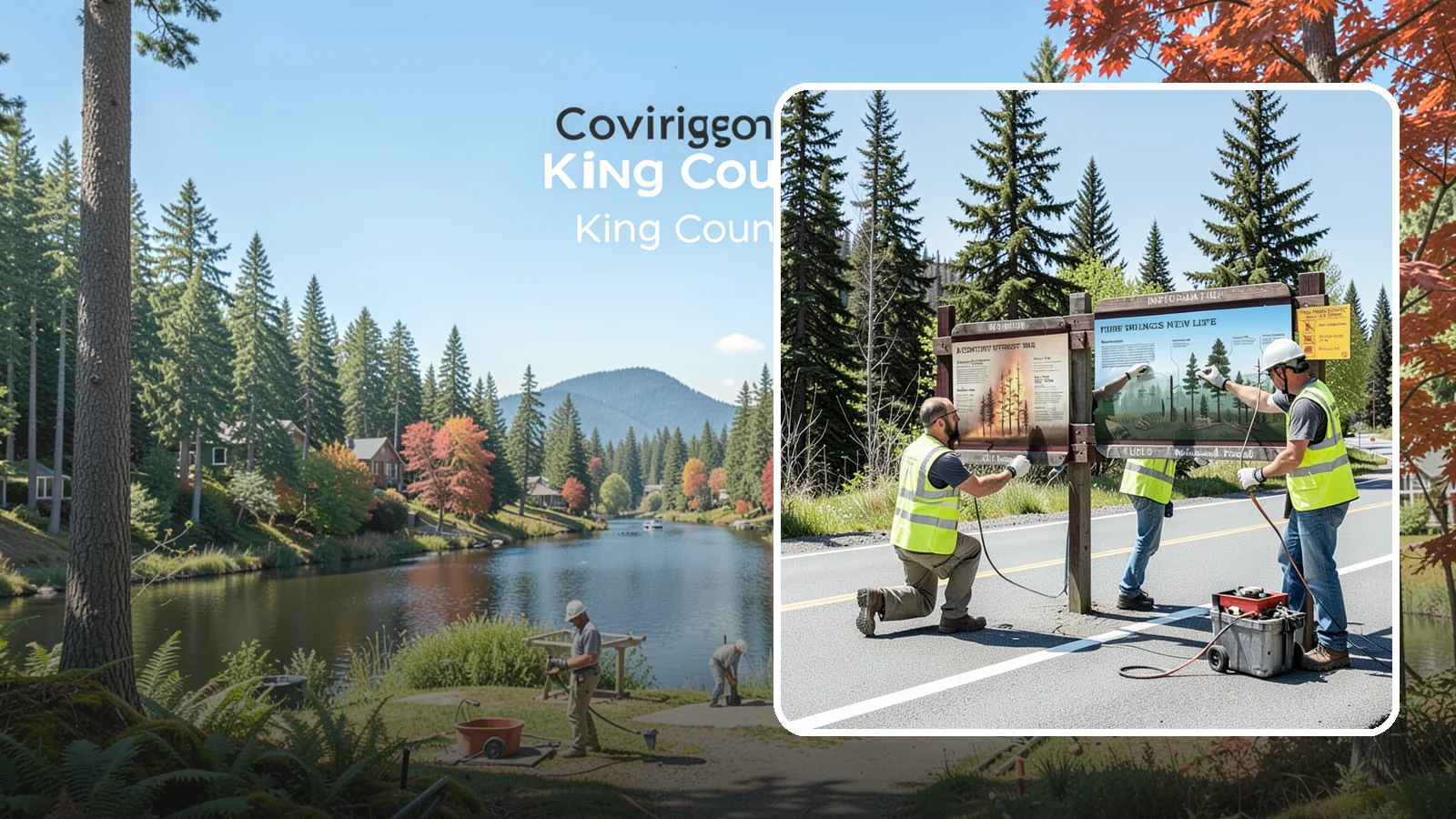 Interpretive Sign Installation in Covington, King County, WA - Installation of interpretive and educational signage on durable panels and frames for parks, trails, and historic sites.