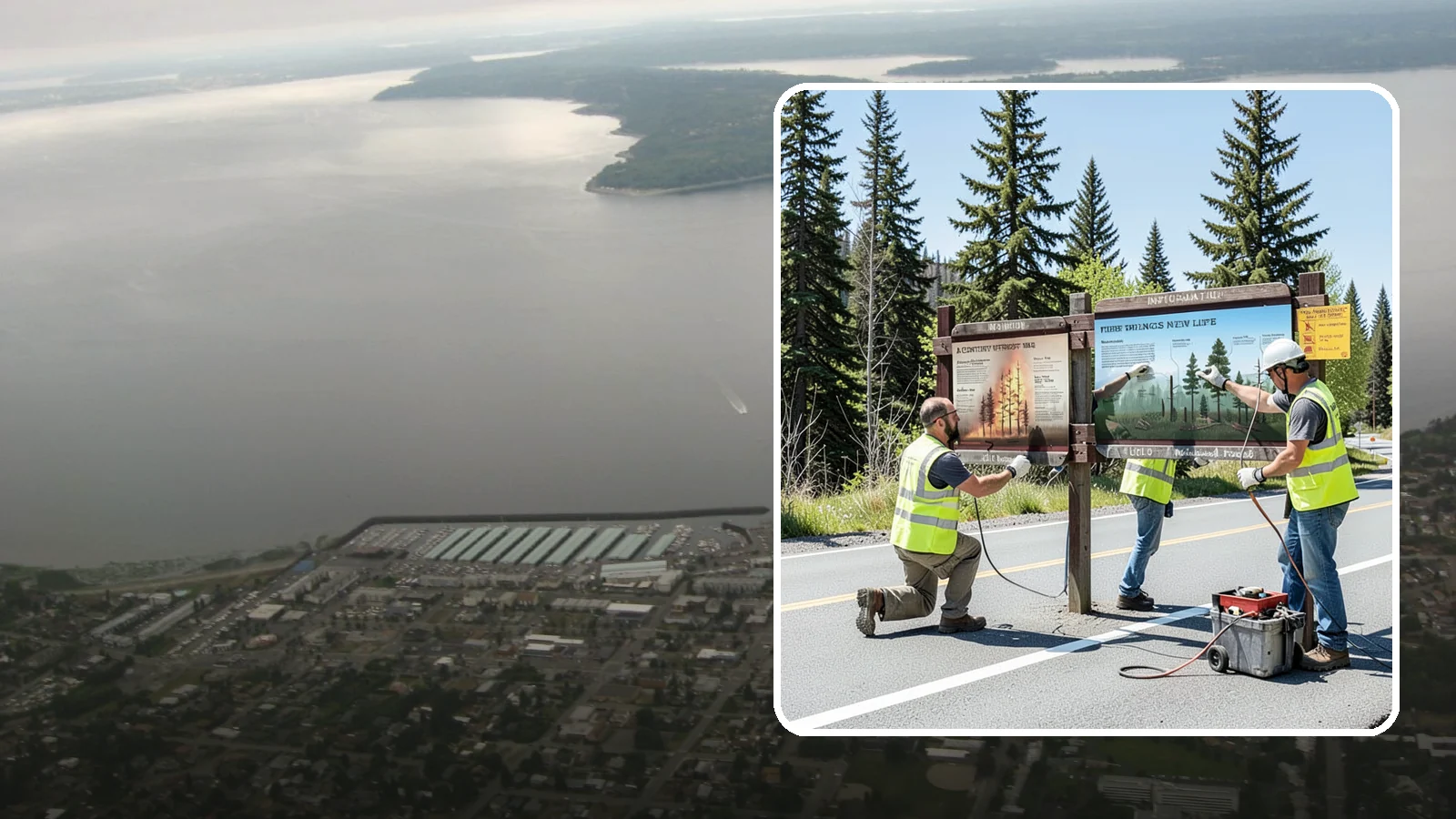 Interpretive Sign Installation in Des Moines, King County, WA - Installation of interpretive and educational signage on durable panels and frames for parks, trails, and historic sites.