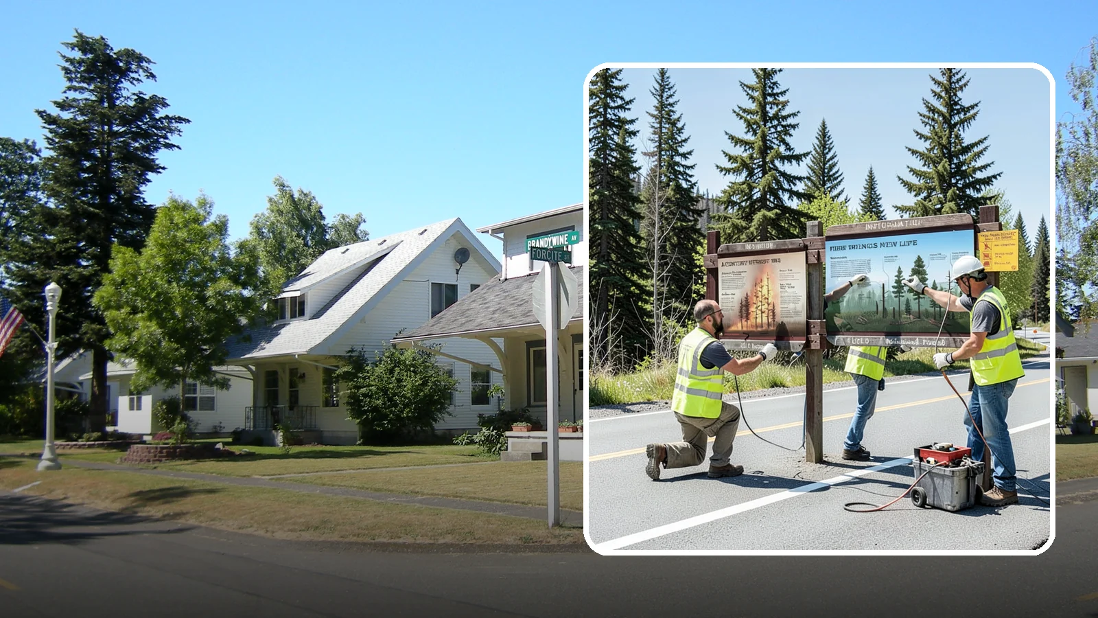 Interpretive Sign Installation in DuPont, Pierce County, WA - Installation of interpretive and educational signage on durable panels and frames for parks, trails, and historic sites.