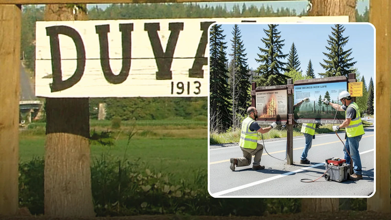 Interpretive Sign Installation in Duvall, King County, WA - Installation of interpretive and educational signage on durable panels and frames for parks, trails, and historic sites.