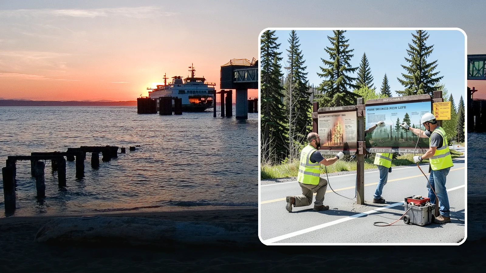 Interpretive Sign Installation in Edmonds, Snohomish County, WA - Installation of interpretive and educational signage on durable panels and frames for parks, trails, and historic sites.
