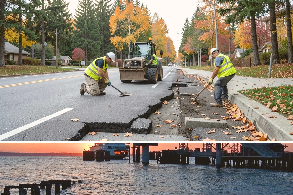 Interpretive Sign Installation in Edmonds, Snohomish County, WA - Interpretive sign installation runs year-round, with footing work scheduled around drier ground conditions when possible.