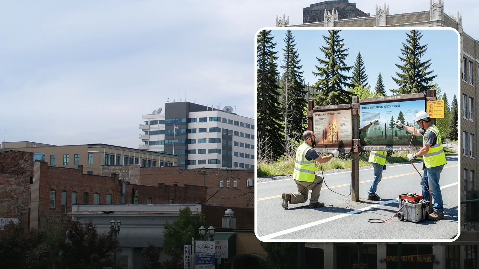 Interpretive Sign Installation in Everett, Snohomish County, WA - Installation of interpretive and educational signage on durable panels and frames for parks, trails, and historic sites.